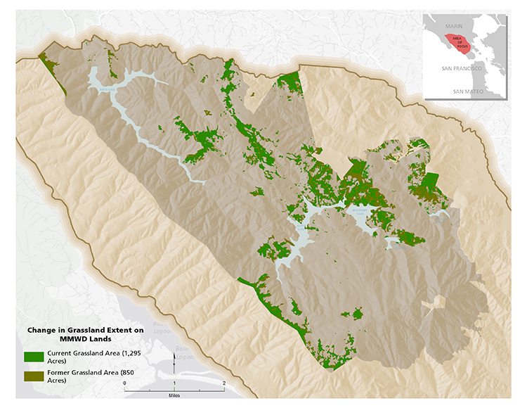 Map of Grassland Loss on MMWD lands (AIS, 2008; MMWD, 2016)