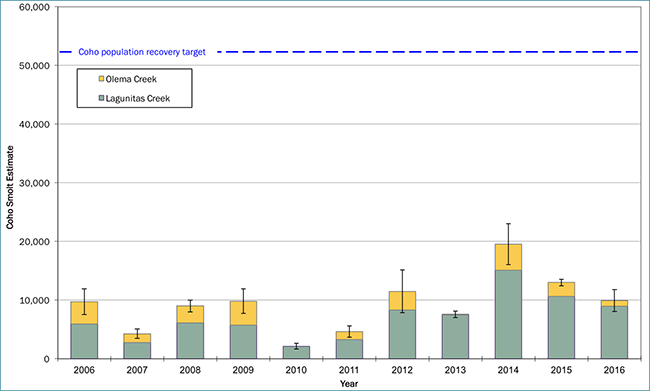 Coho smolts in the Lagunitas Creek Watershed